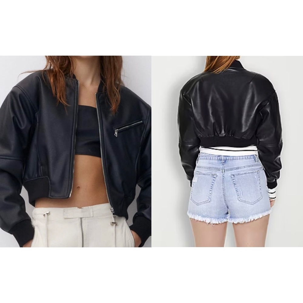 Forever 21 Faux Leather Lightweight Womens Juniors Bomber Jacket Size M